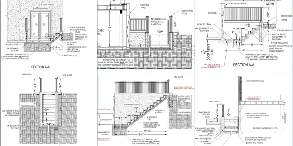 Below grade entrance construction drawings in Canada
